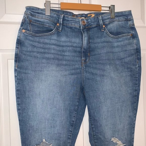 Seven7 Ultra High Rise Skinny Jeans Distressed Ripped Size 16W - Picture 7 of 13